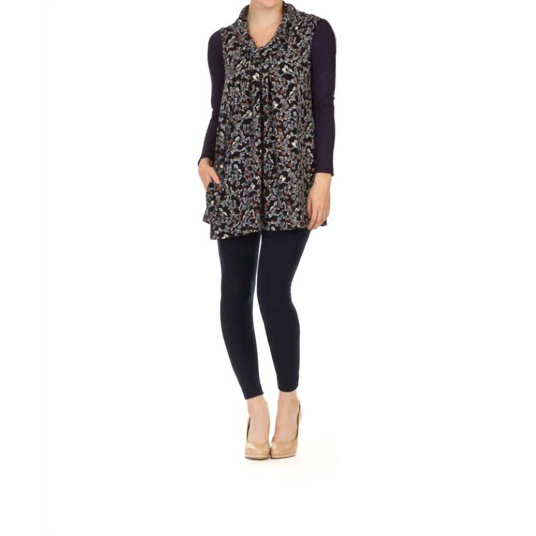 New Papillon Floral Bird Print Cowl Neck Sleeveless Dress In Black